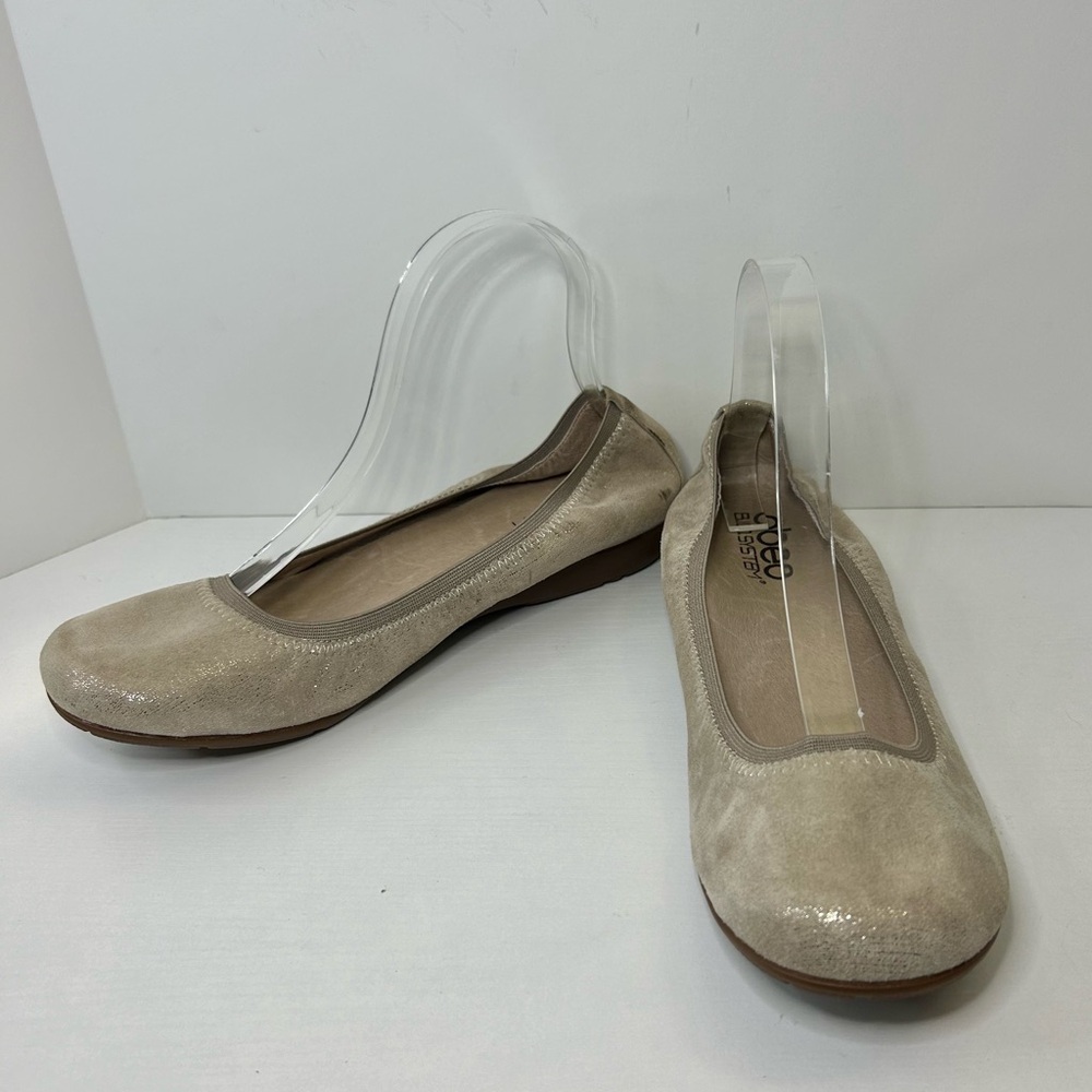 Abeo Biosystem Tia Ballet Flat Platinum Gold Metallic Size 9.5 Narrow